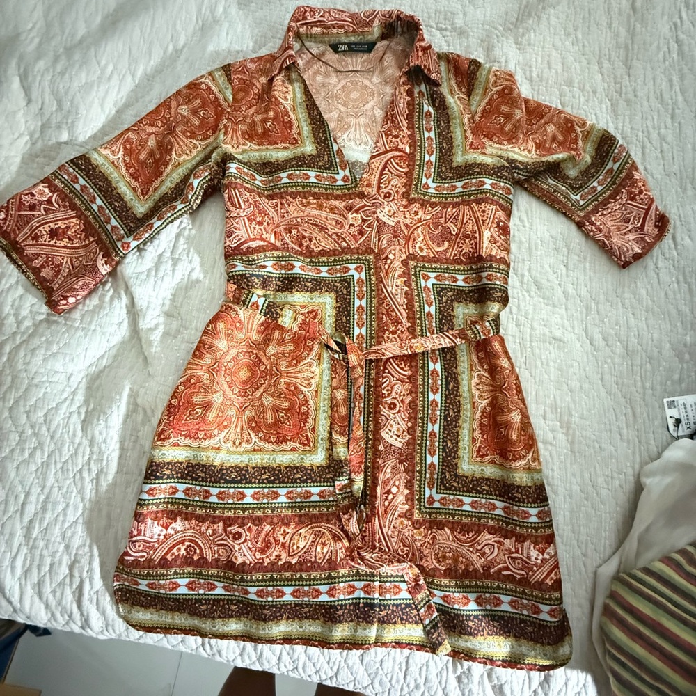 Zara Multicolor Patterned Midi Dress